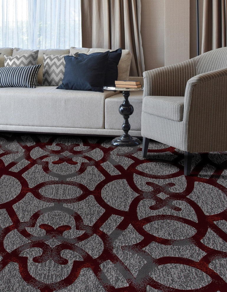 Bastille Trellis Area Rug, Red, 3'11"x5'11"