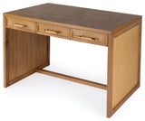 Mesa Cane and Solid Wood 3-Drawer Writing Desk