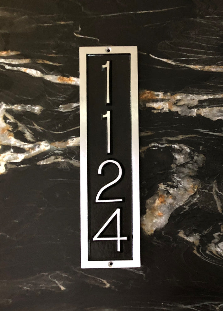 Traditional Vertical Rectangle Address Plaque, Times Font