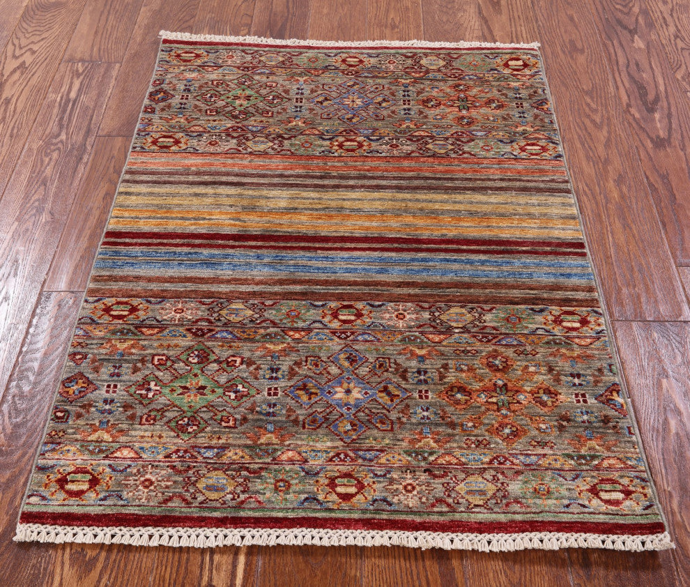 2' 8" X 3' 8" Super Kazak Khorjin Hand Knotted Wool Rug Q7589