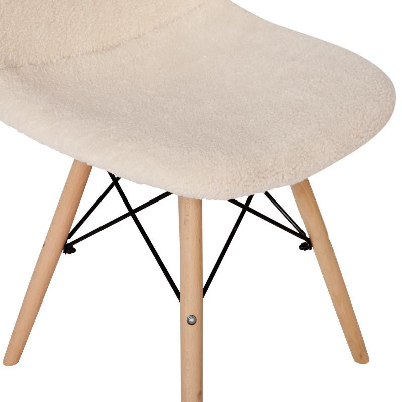 Zula Modern Padded Armless Faux Sherpa Accent Chair With Beechwood Legs, Off-Whi