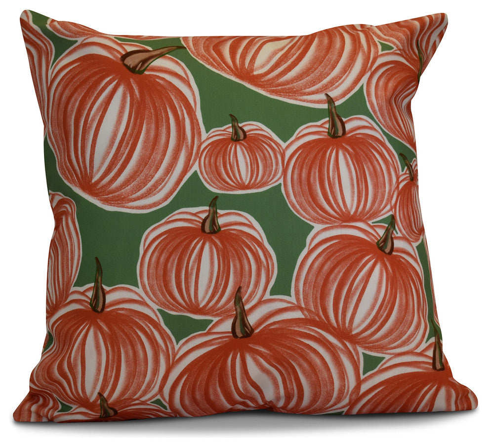 Pumpkins-A-Plenty Geometric Print Outdoor Pillow, Green, 16"x16"