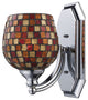 1-Light Vanity, Polished Chrome, Multicolored Mosaic Glass