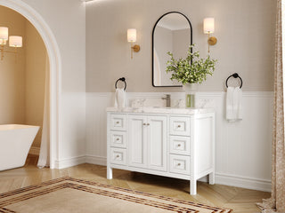 Nashville 48" Single Sink Bath Vanity, White 2" Calacatta Gold