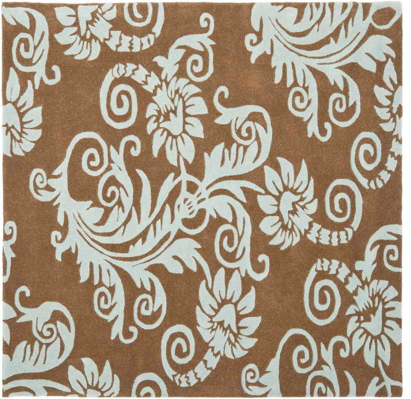 Safavieh Soho Soh765C Damask Rug, Light Brown/Blue, 6'0"x6'0" Square