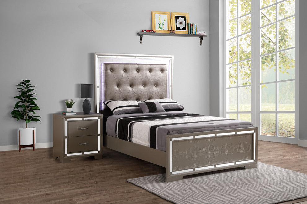Alana Silver Champagne Queen Panel Bed