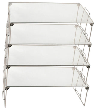 YBM Home Stackable Mesh Shelf Silver 22"x12"x6.5" 4 Pack