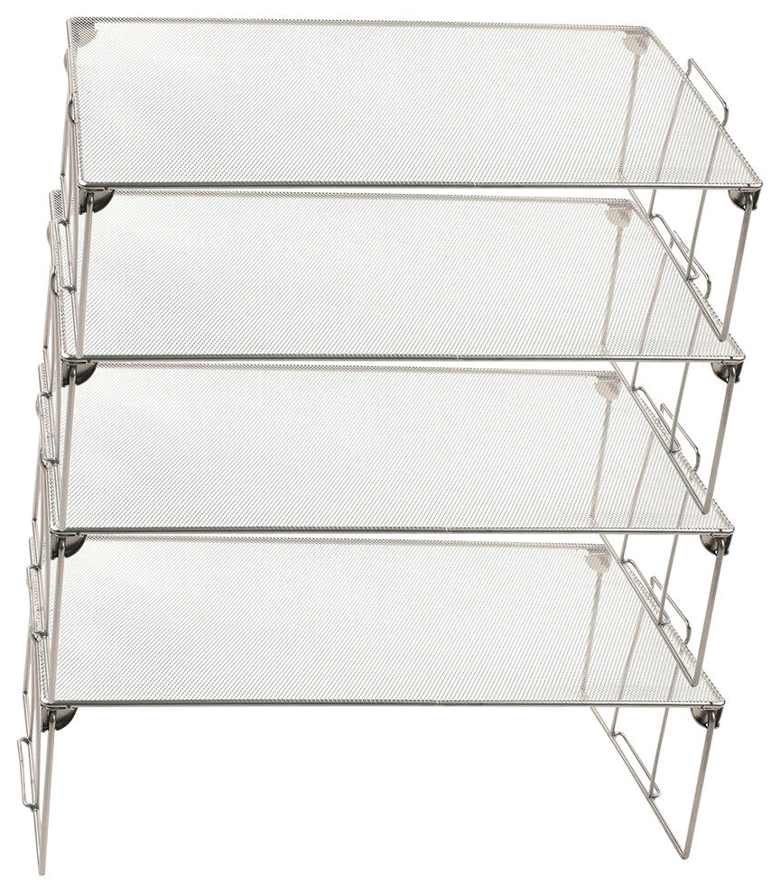 YBM Home Stackable Mesh Shelf Silver 22"x12"x6.5" 4 Pack