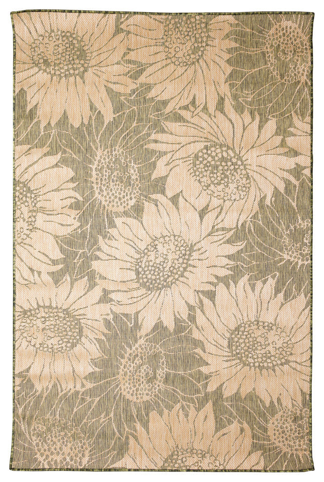 Carmel Sunflower Field Indoor/Outdoor Rug, Green, 6'6"x9'3"