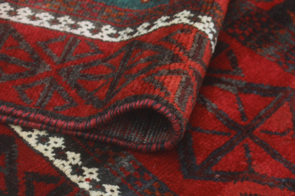 Fine Vintage Distressed Bekzod Red/Burgundy Runner, 3'7 x 7'10