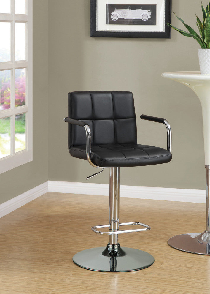 Faux Leather Adjustable Bar Stool, Black