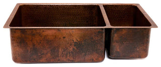 Premier Copper K75DB33199 33'' Copper Kitchen Double Basin Sink
