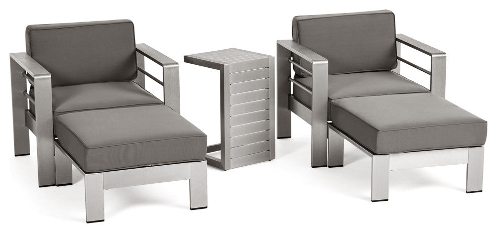 GDF Studio Emily Coral Outdoor 2-Seater Club Chair Chat Set With Side Table