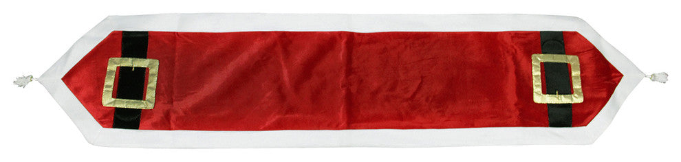 Velvet Applique Fleece Border Runner With Tassels, Red, 16"x72"