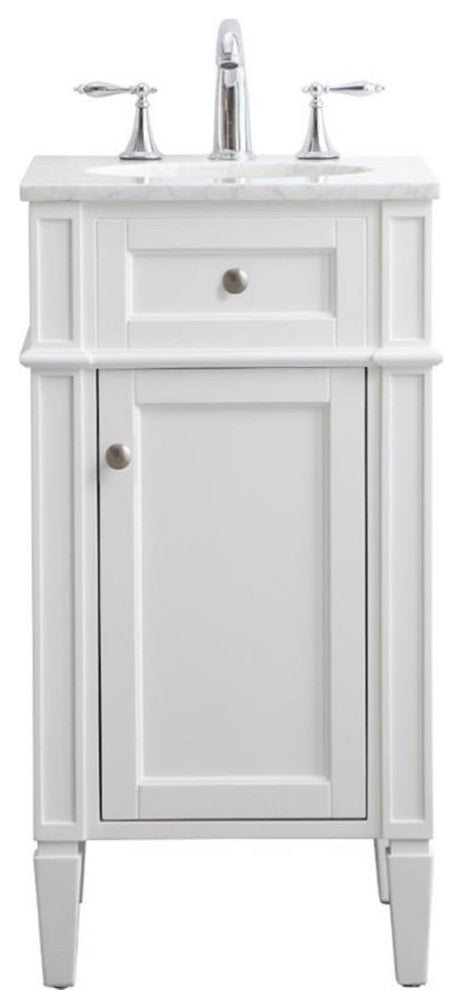 Elegant Decor Park Avenue 18" Single Marble Top Bathroom Vanity in White