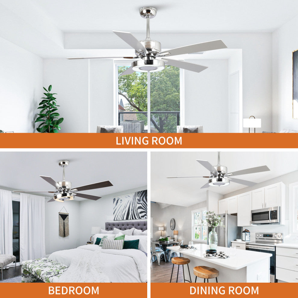52 in. Modern LED Ceiling Fan with Reversible DC Motor and Blades