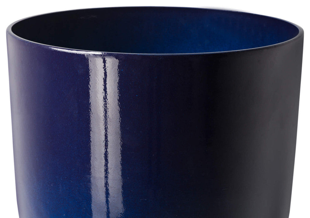 Set of 2 Oversized Eco-Friendly PE Faux Ceramic Planter, Cobalt Blue