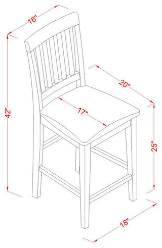 5 Pc Counter Height Dining Room Set - Dinette Table And 4 Bar Stools