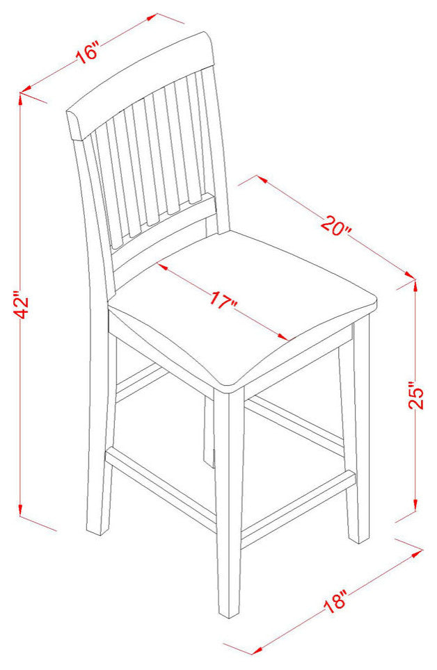 5 Pc Counter Height Dining Room Set - Dinette Table And 4 Bar Stools