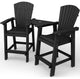 Adirondack Balcony Bar Chairs With Connecting Tray and Umbrella Hole, Set of 2