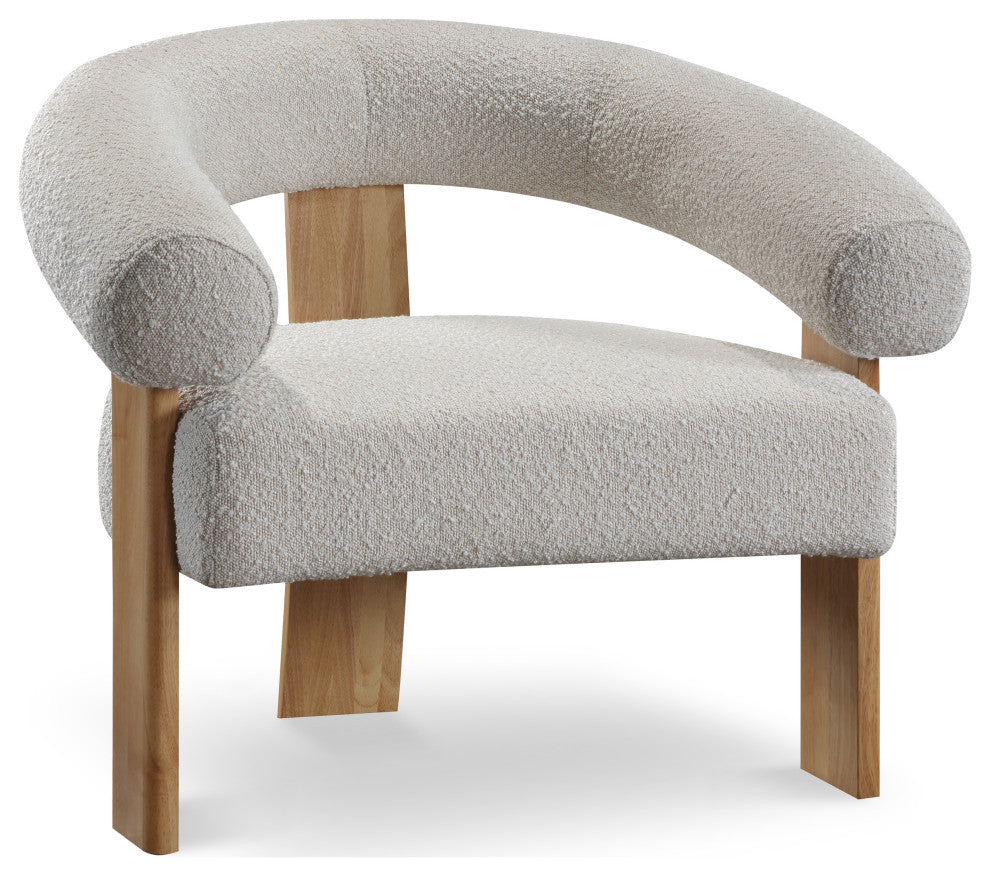 Winston Boucle Fabric Upholstered Accent Chair, Cream