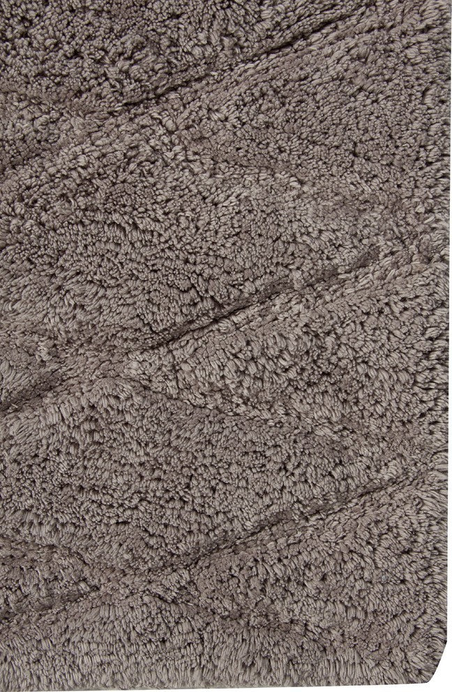 Bath Rug Cotton, 2 Piece Set, 34"x21" and 36"x24", Grey, Pattern Raised Diamond