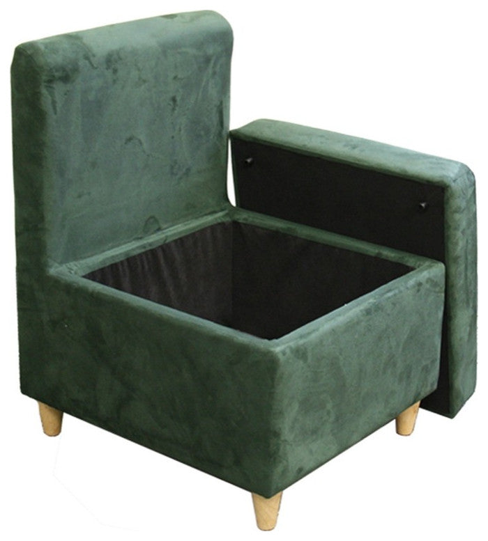 29" Mod Dark Green Microfiber Armless Accent Chair With Storage
