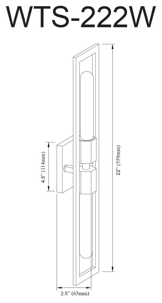 Wisteria Contemporary 2 Light Polished Chrome Metal Wall