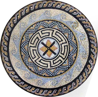 Roman Mosaic Art Medallion, Tulia, 31"x31"