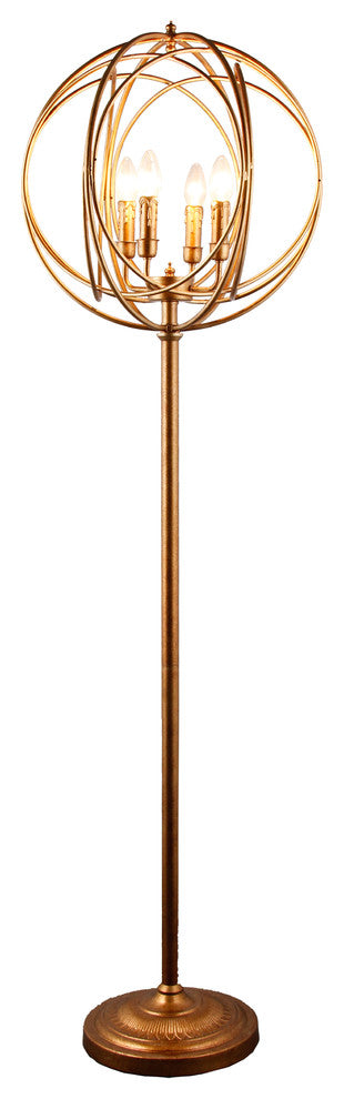 Spheris 4-Light Modern Floor Lamp in Gold-Finished Cast Iron