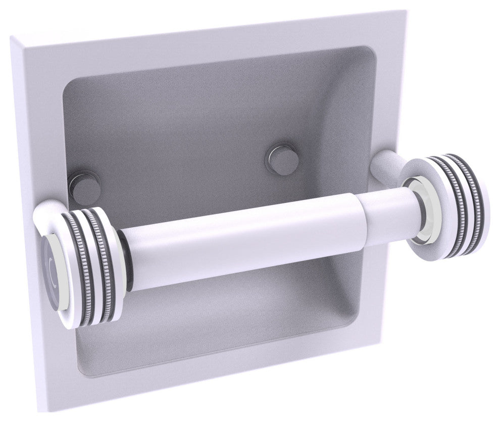 Clearview Recessed Toilet Paper Holder with Dotted Accents, Matte White