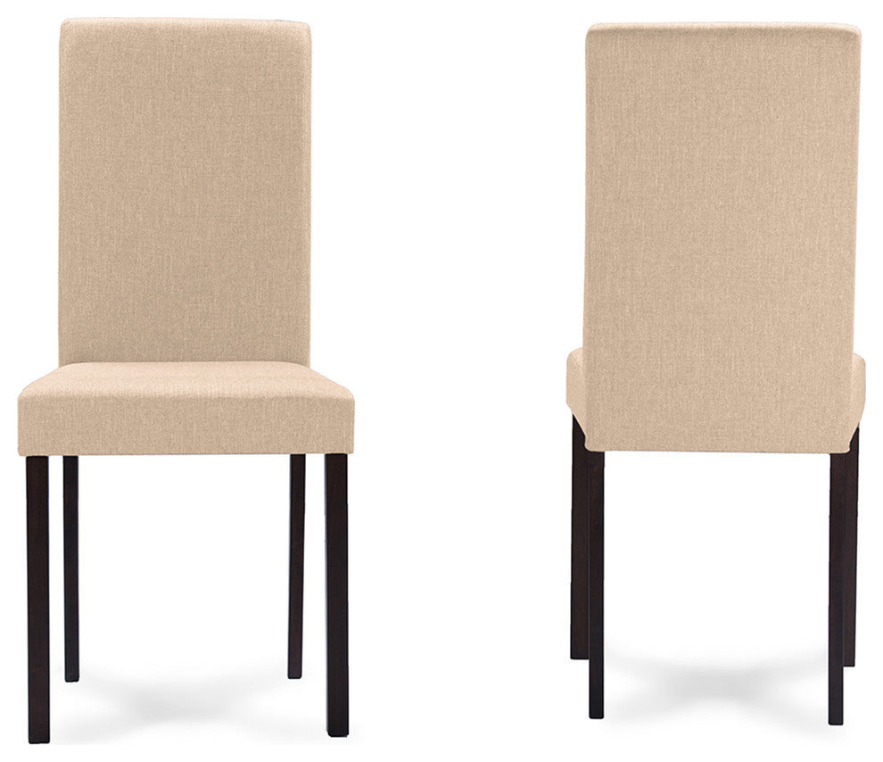 Andrew Contemporary Espresso Wood Beige Fabric 5-Piece Dining Set