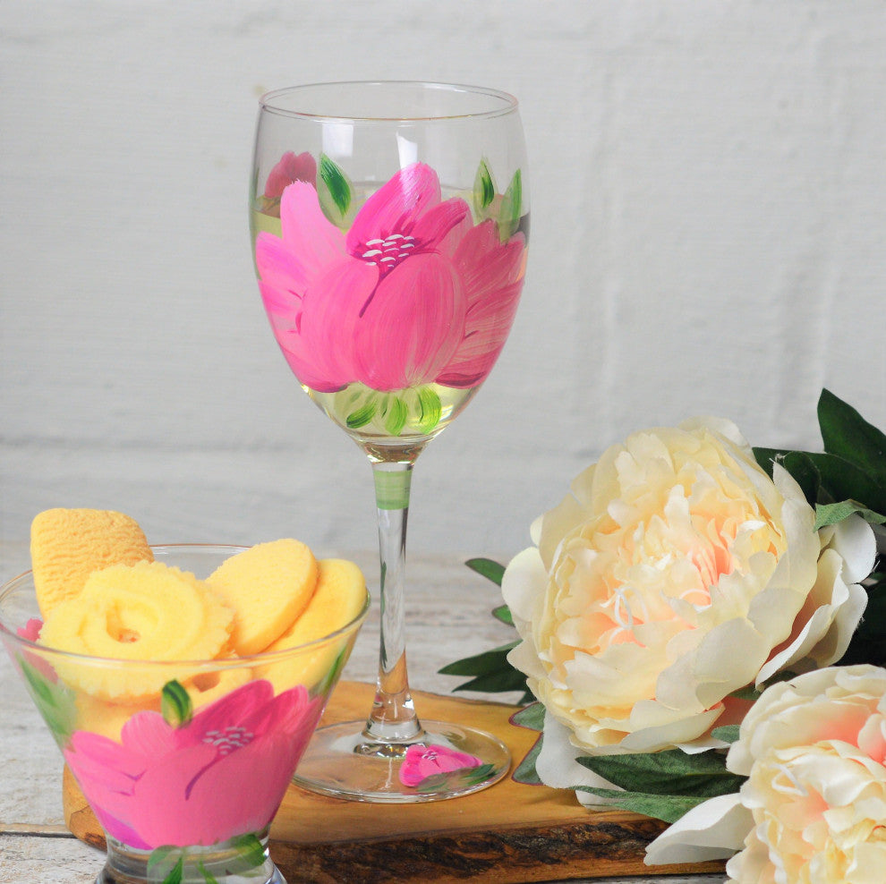 Peony Wine Glasses, Set of 2