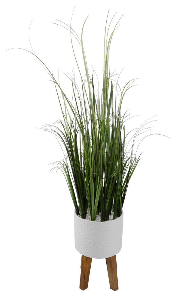 43" Grass In 8" Sunburst Ceramic On Stand