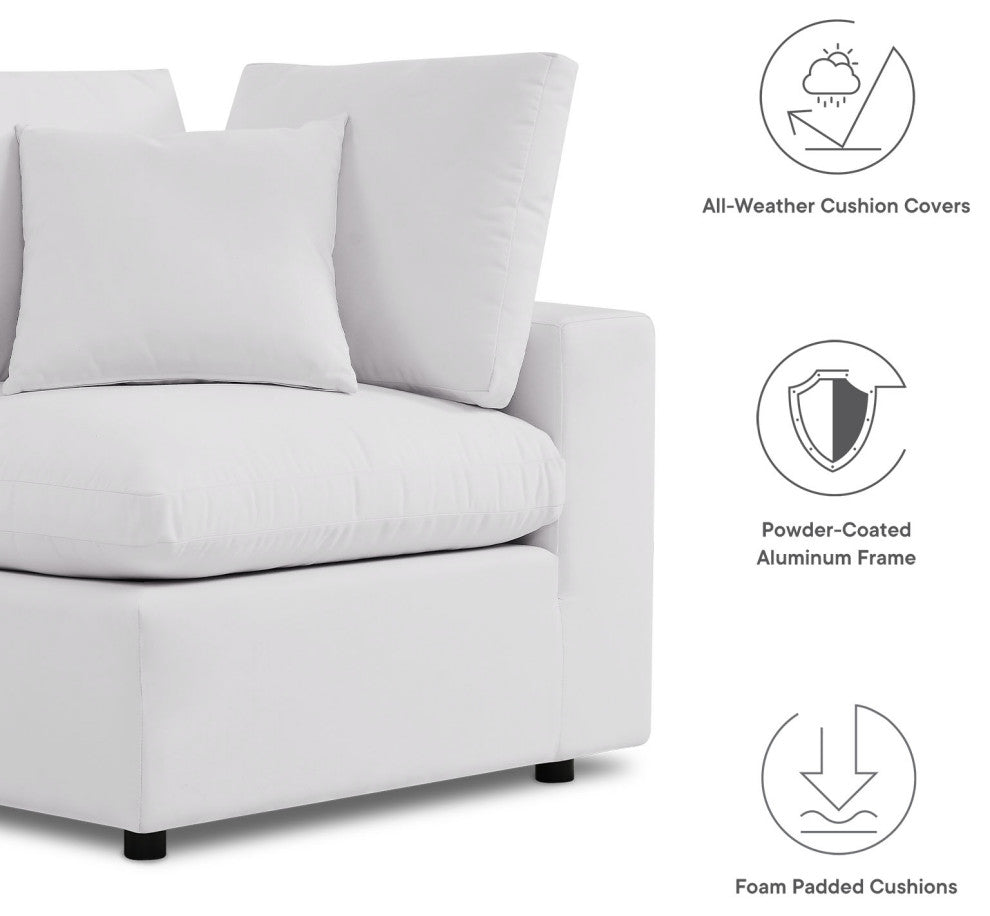 Modular Lounge Sectional Deep Sofa Set, White, Modern, Outdoor Hospitality