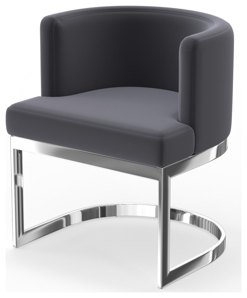Wingback Dining chair, Gray, Stainless Steel