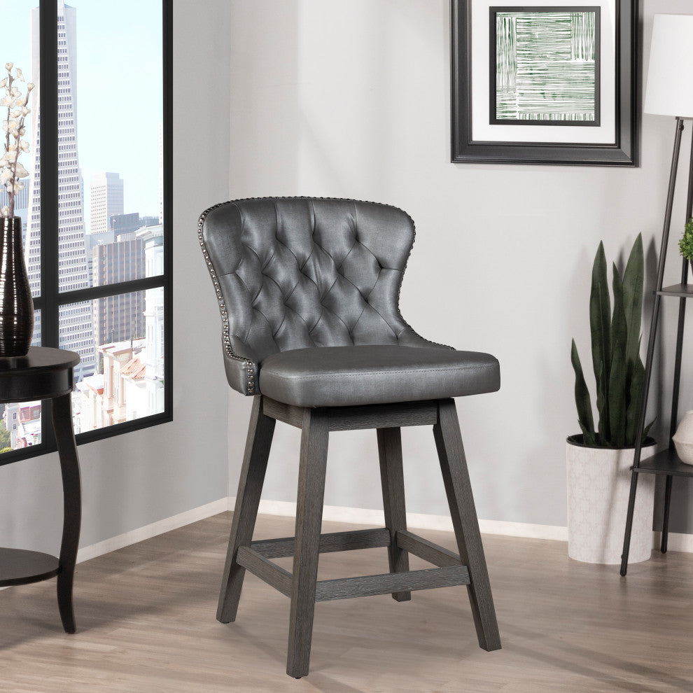 Hillsdale Rosabella Wood Swivel Stool, Wire Brush Gray, Counter Height