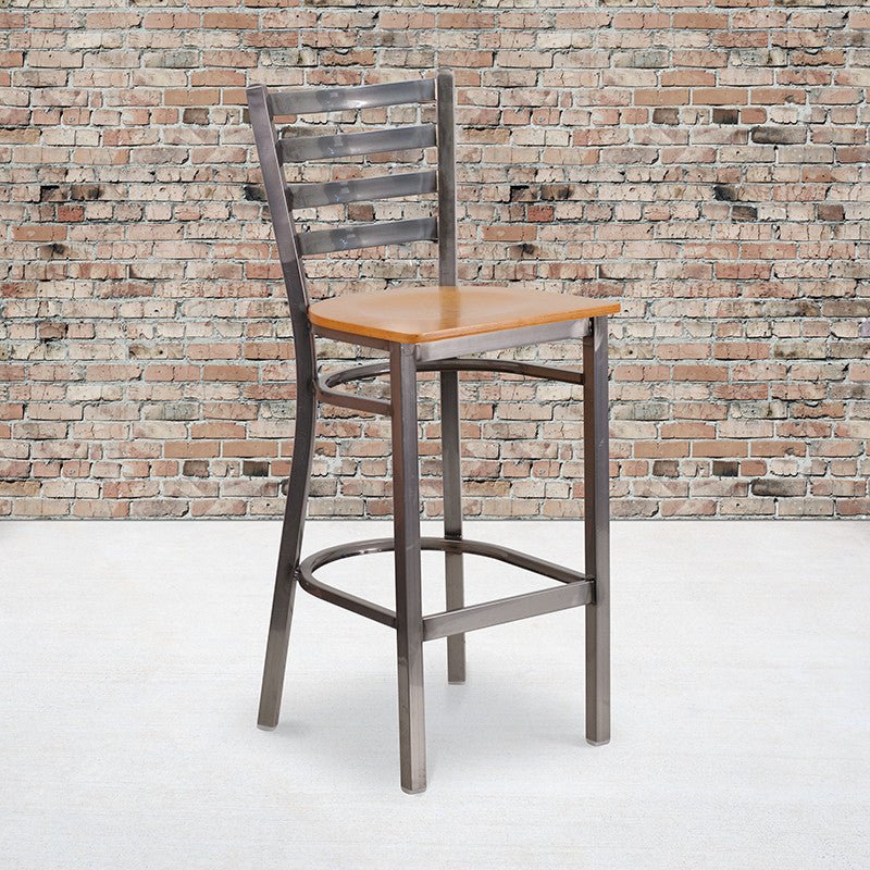 Clear Ladder Stool-Nat Seat