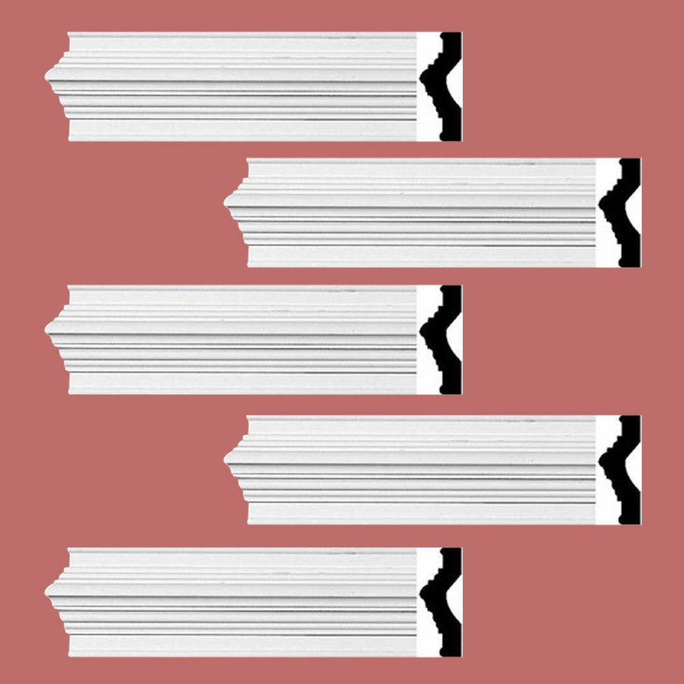 Crown Molding White Urethane Abbot Simple Design 5 Pieces Totaling 470" Length
