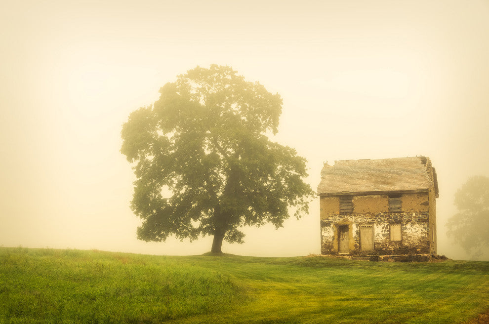 Abandoned House Rural Landscape Framed Photo Paper Wall Art Prints, White, 12" X 18"