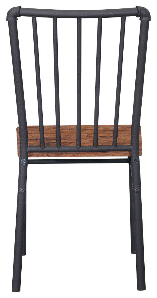 GDF Studio Lucas Industrial Steel Chairs, Brown Finish, Set of 2