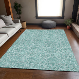 Premium Machine Washable Mayfield AMF662 Teal 8' x 10' Rug