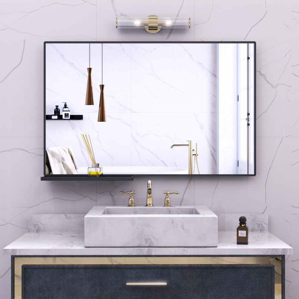 Large Rectangular Framed Wall Mount Bathroom Vanity Mirror, 40 X 30