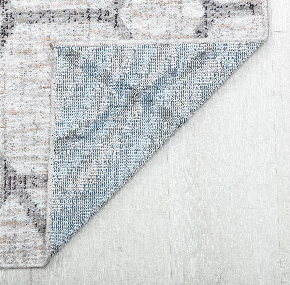 Jade Gray Stone Geometric Contemporary Gray Recycled Area Rug, 2'6" X 4'