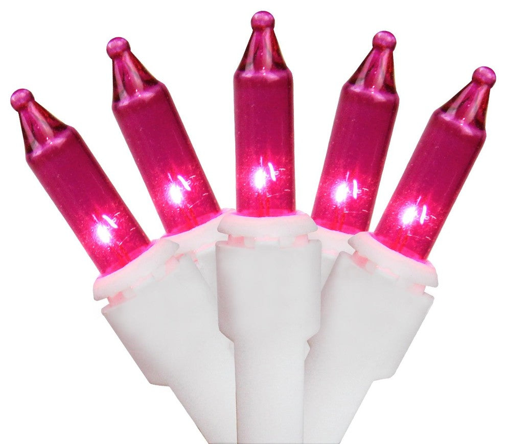 140 Piece Pinkish Purple Everglow Chasing Mini Christmas Lights, White Wire