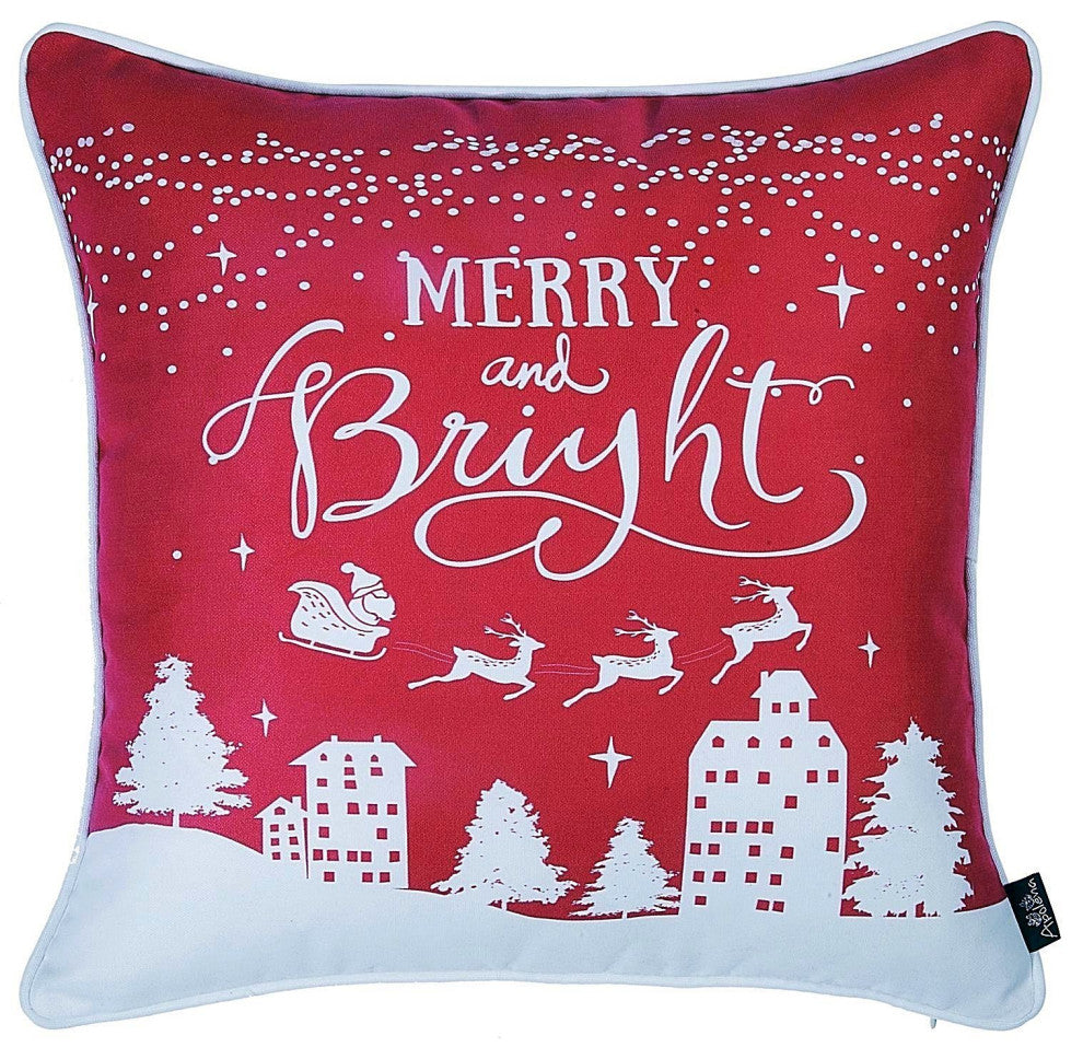 HomeRoots Set of 4 18" Christmas Merry Bright Throw Pillow Cover, Multicolor
