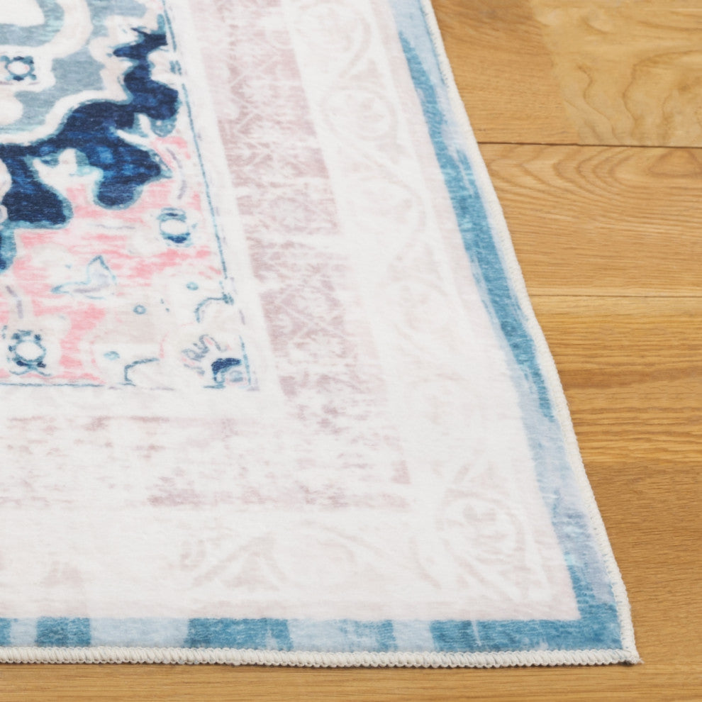 Safavieh Arizona Machine-Washable Collection ARZ324 Rug, Ivory/Aqua, 2'6"x8'