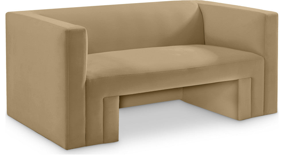 Henson Velvet Upholstered Loveseat, Camel