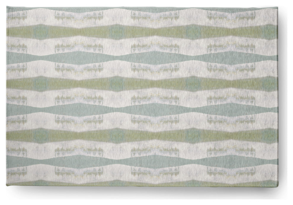 Geometric Stretch Print Soft Chenille Area Rug, Green, 4'x6'