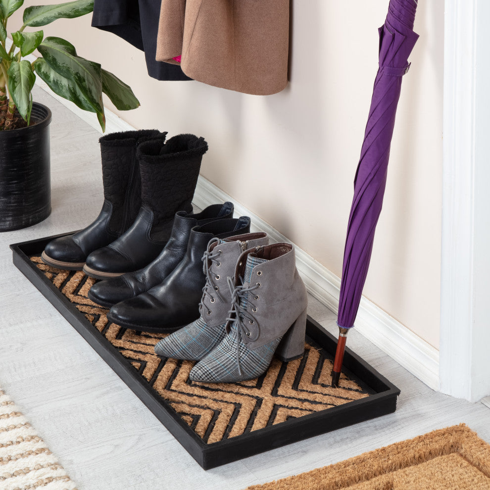 34.5"x14"x1.5" Rubber Boot Tray With Diamond Coir and Rubber Insert